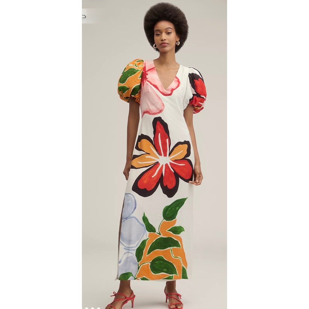 By Anthropologie Puff-Sleeve
A-Line Maxi Dress Size Small